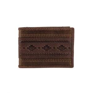 NEW RED DIRT HAT COMPANY men's genuine leather embossed bi-fold wallet in brown